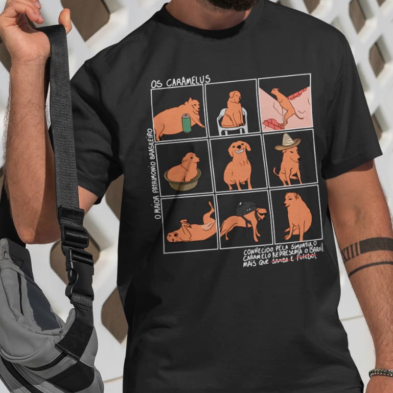 Camiseta Camisa Basica Cachorro Caramelo Vira Lata Meme Patrimonio Brasileiro Frase Unissex Algodão
