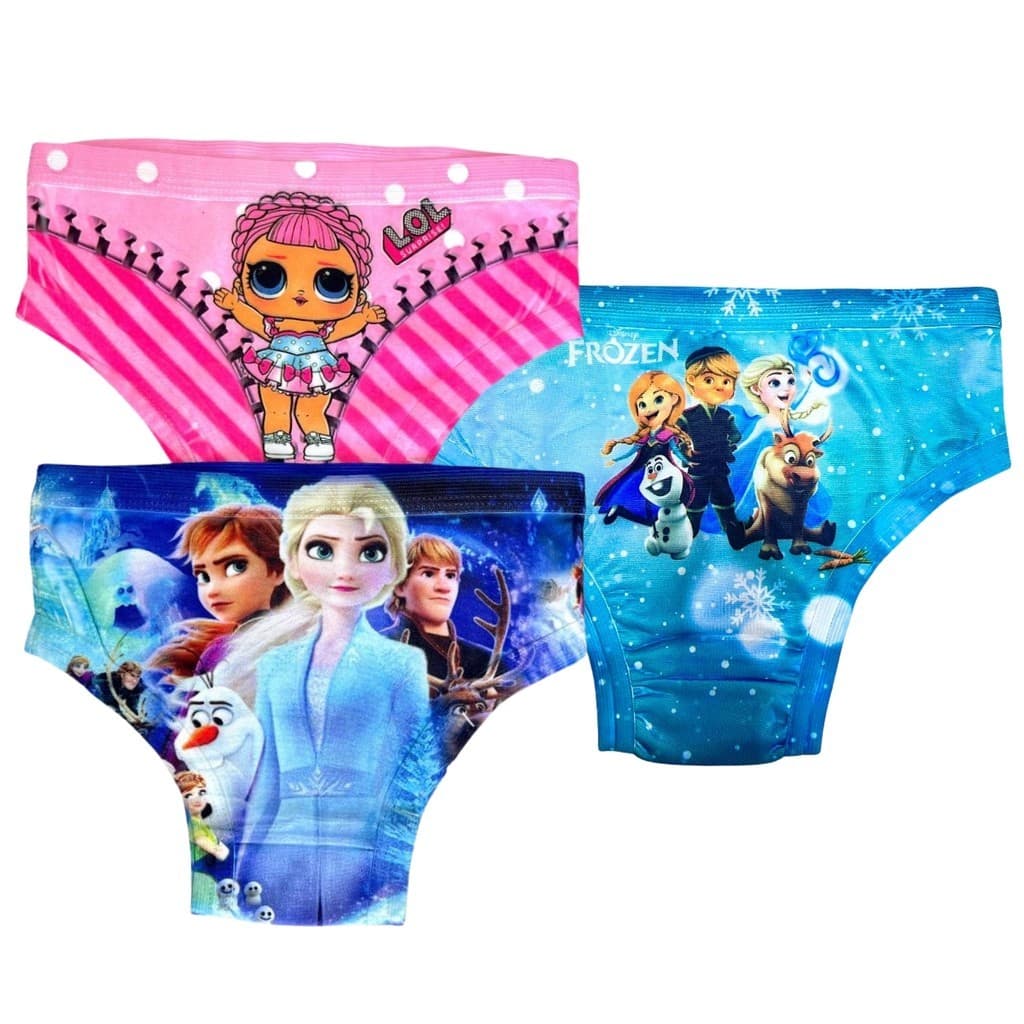 Kit 3 Calcinha Infantil Menina Calçolinha Personagens Disney Sublimada