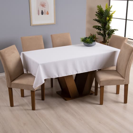 Toalha de Mesa 6 Lugares Basic 200x140cm Liso Tecido Oxford