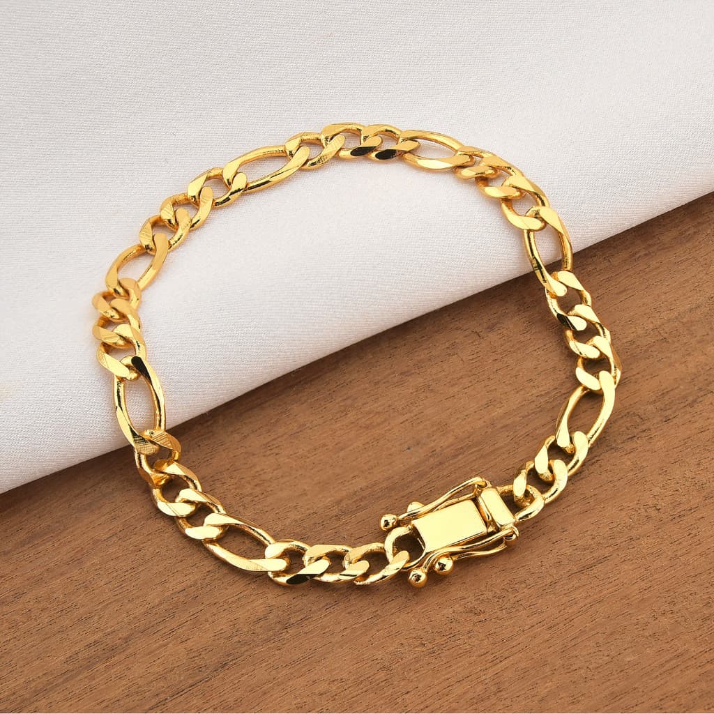 Pulseira 3 por 1 Masculina com Fecho Especial Gaveta Trava Dupla Banhado a Ouro 18k