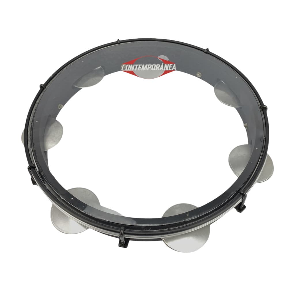 Pandeiro Contemporânea Em Madeira 11" Preto Pele Cristal