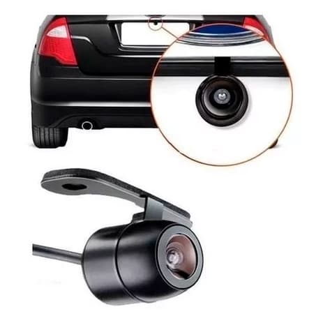 Mini Câmera De Ré Automotiva Borboleta Colorida Universal Preta A Prova D'Água Com Entrada RCA
