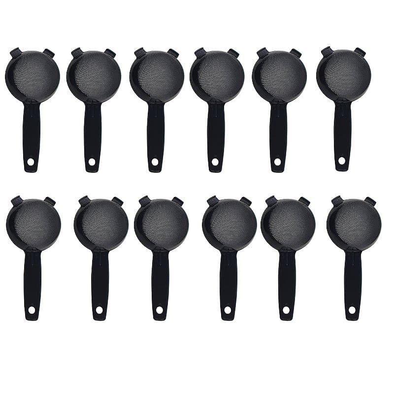 Kit Peneira de Plástico Pequena 7 cm Preta 12 peças