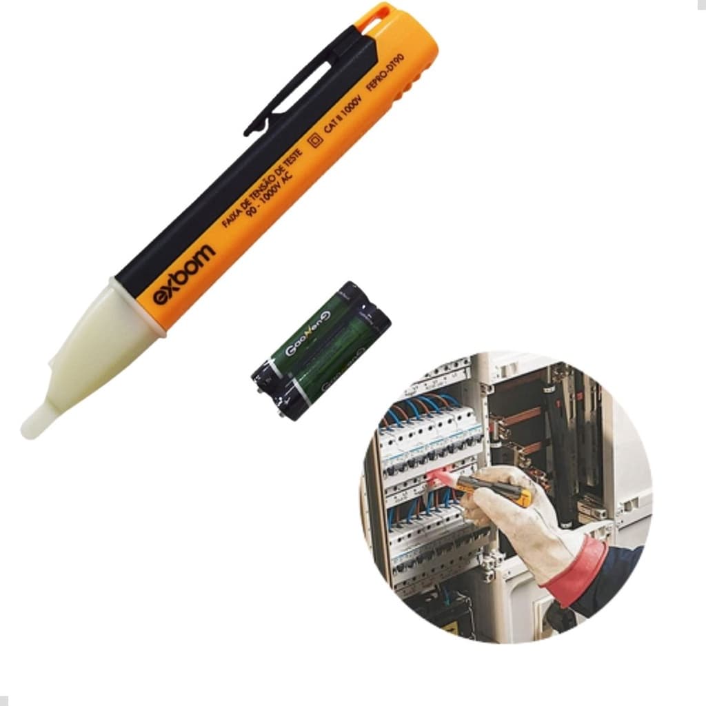 Caneta Detectora de Tensão Corrente Eletrica Com Aviso Sonoro e visual Mini Lanterna Led