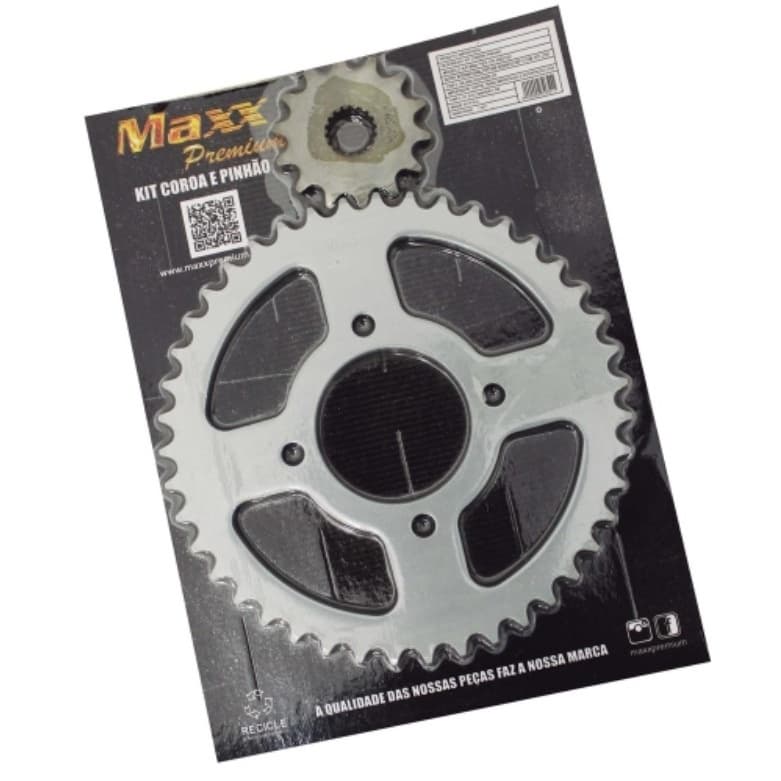 Kit Transmissão Relacao Coroa + Pinhao Suzuki yes 125 intruder 125 katana 125 43/14  Aco 1045 (428) Maxx Premium