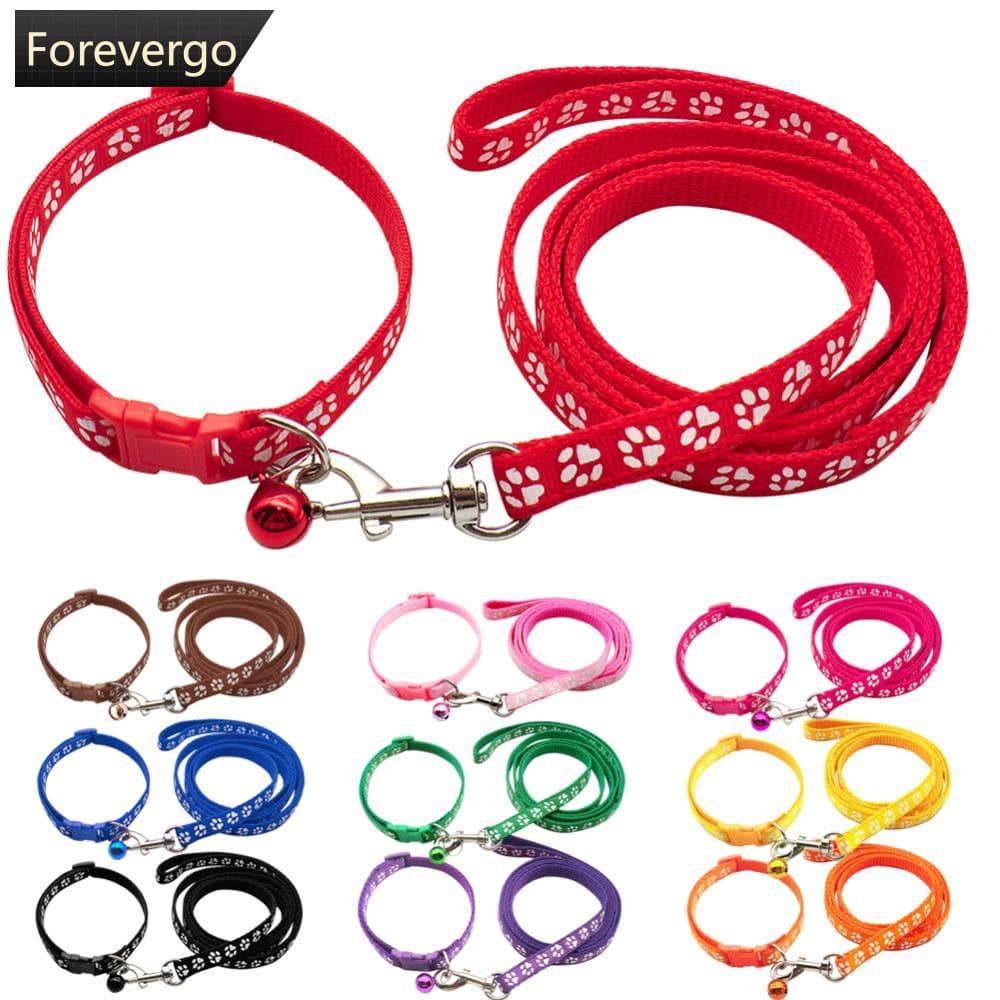 1.2M Conjunto Trela E Arreios Para Animais De Estimação Corrente Cães Com Patas Bonitas Impressão Pequenos Caminhada