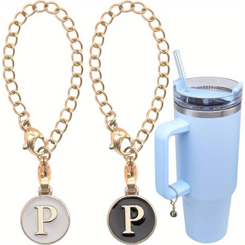 Carta Charme Acessórios para o copo, 2 Pcs Garrafa De Água Pingente, ID carta inicial charme personalizado