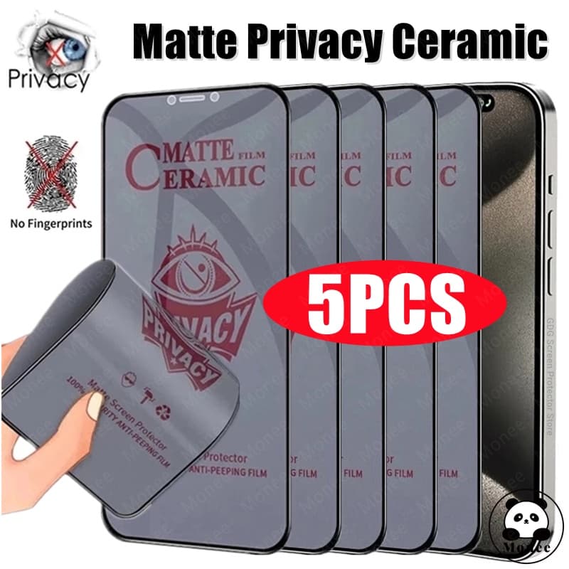 5Pcs Película Fosca De Cerâmica Privacidade Anti Spy Para iPhone 11 12 13 14 15 16 Pro Max X XS Max XR 7 8 Plus SE 2023
