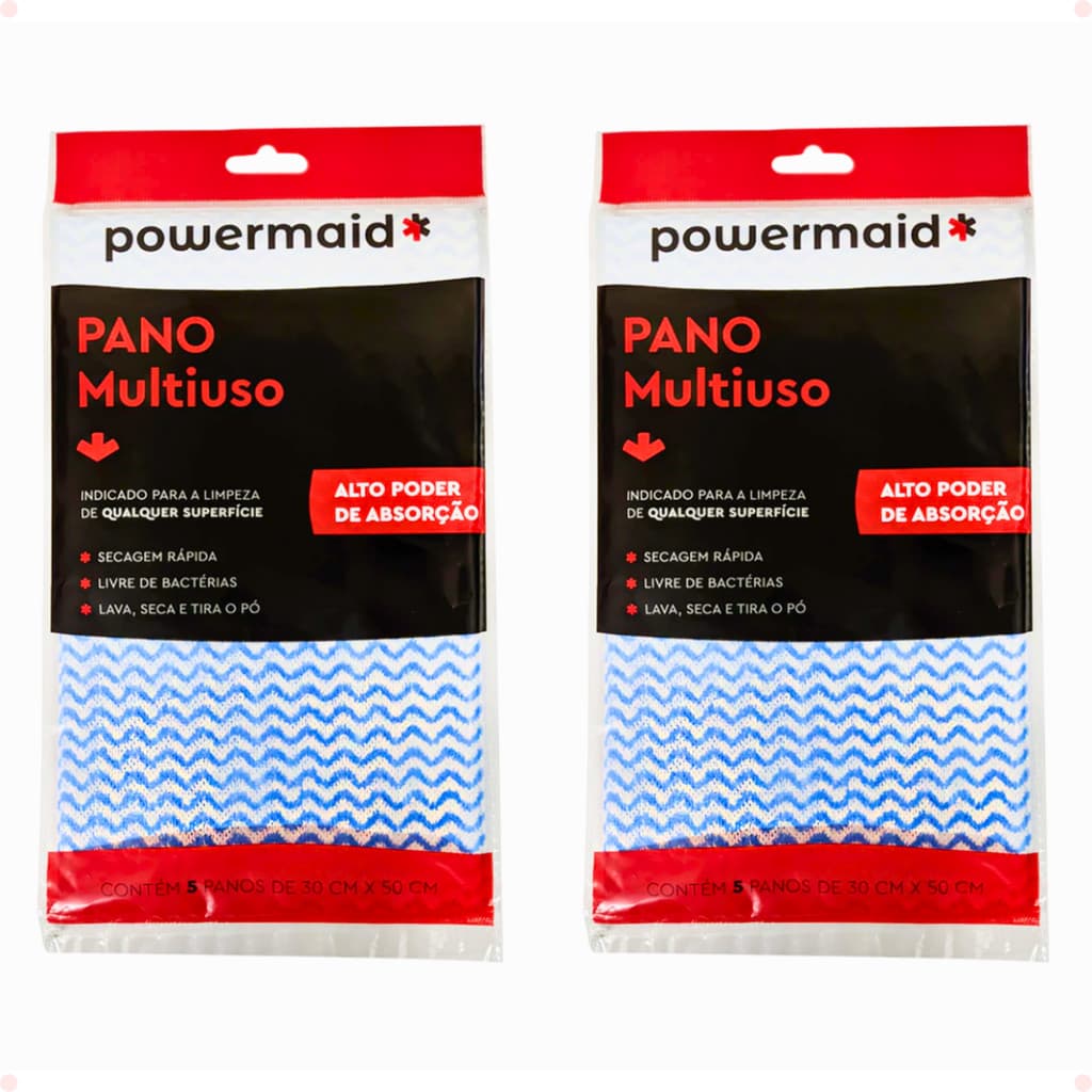 Kit 2 Pano Multiuso Limpeza Cozinha Dia A Dia Azul Powermaid