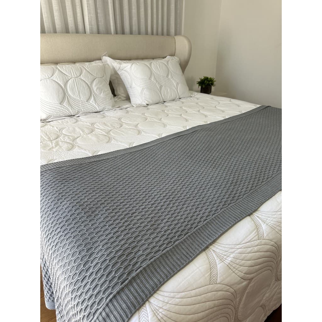 Peseira Manta Trico Cama Casal King 260x80cm Roma