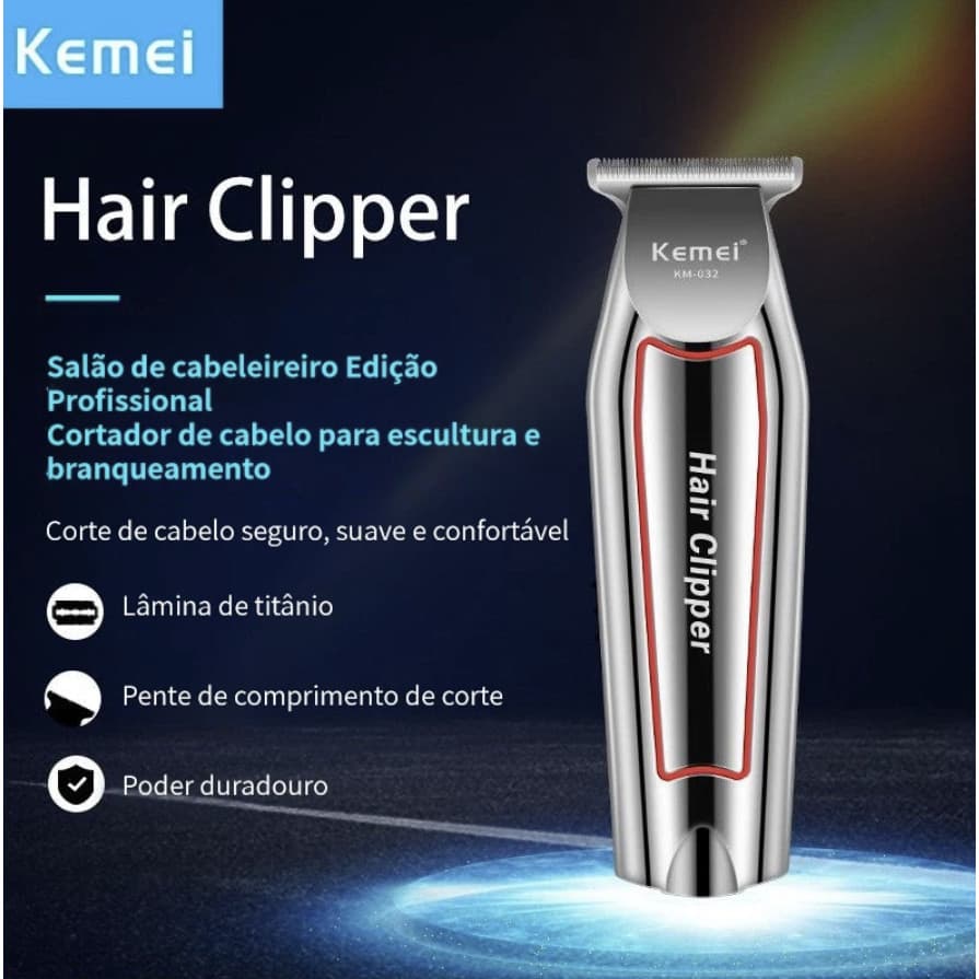 Kemei Maquina Acabamento Km-032 Cor Prateado 110V/220V km-032Aparador de pelos Máquina de Acabamento