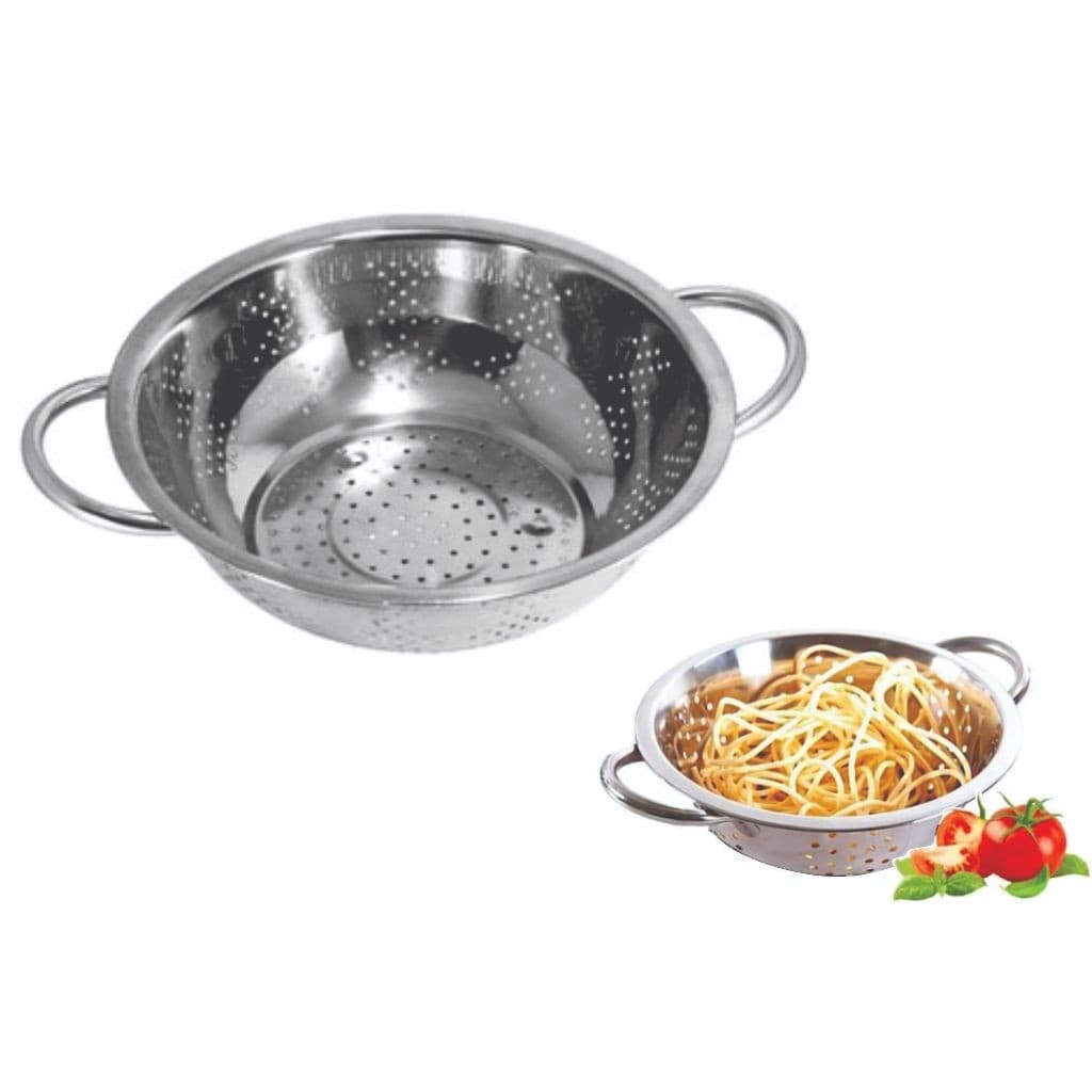 Escorredor De 24cm Legumes E Massas Macarrão Em Aço Inox Com Alça