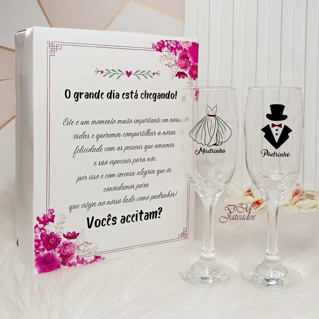 Kit Convite para Padrinhos e Madrinhas de Casamento – Pronta Entrega