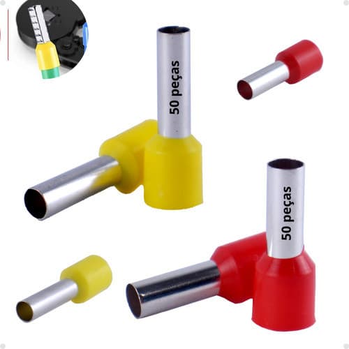 Kit Terminal Tubular Ilhós Simples 6,00mm e 10,00mm - 100 Peças