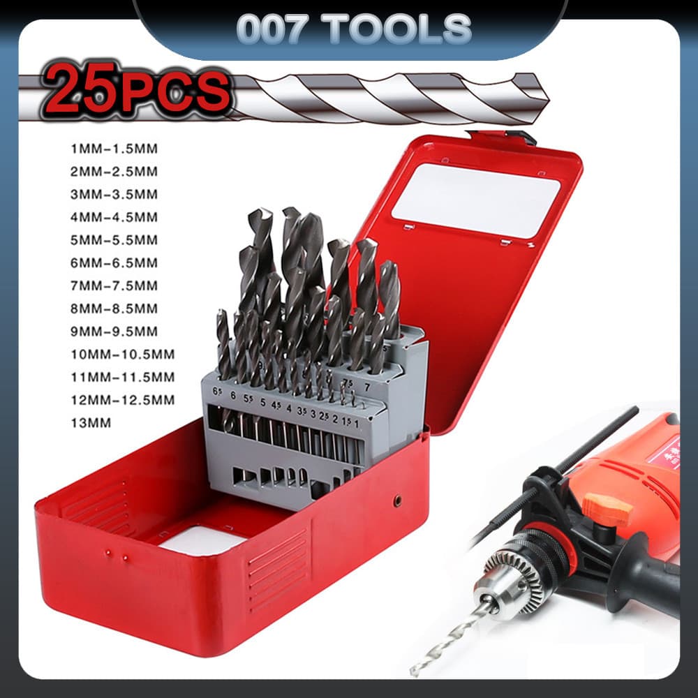 Kit Jogo De Brocas Hss Aço Rapido P/ferro C/25pçs