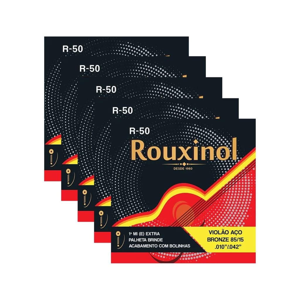 Kit 5 Encordoamento Violão Aço R50 Rouxinol .010” PRR50L