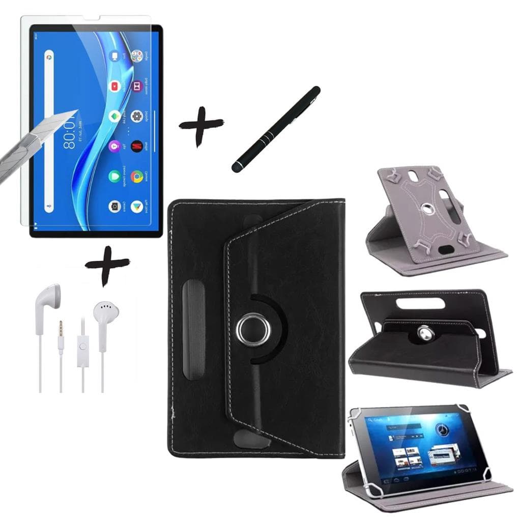 Kit Capa Giratoria + Pelicula Fone e Caneta p/ Tablet Amazon Fire HD 10