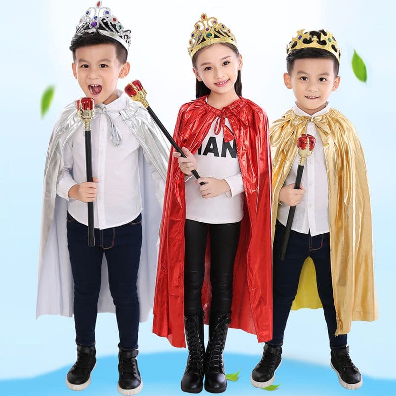 Príncipe das crianças princesa rei manto Halloween Masquerade cosplay traje cosplay cabeça dossel