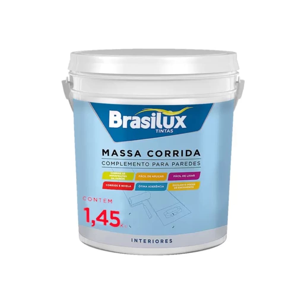 Massa Corrida PVA 1,450 kg Acabamentos Interior Branco Fácil Lixar