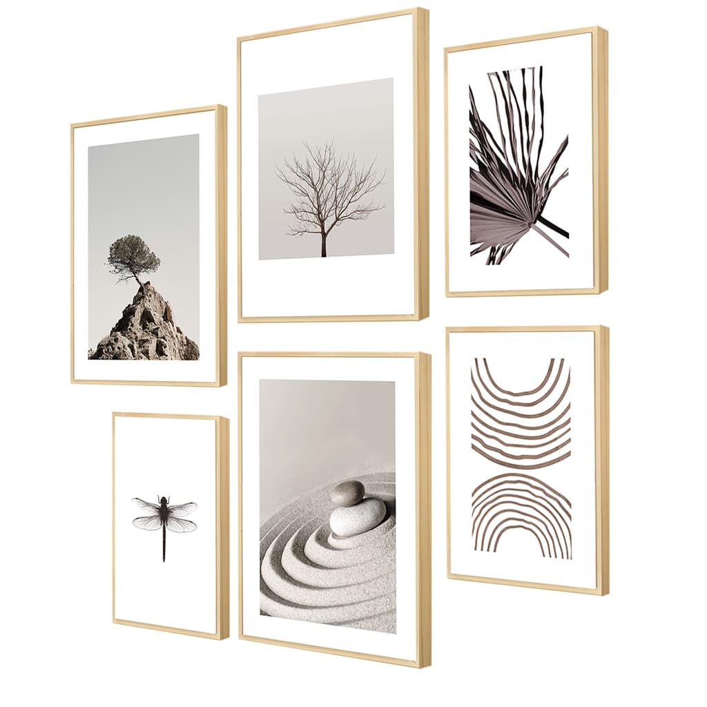 Conjunto de Quadros Minimalista Tons Neutros para Escritório