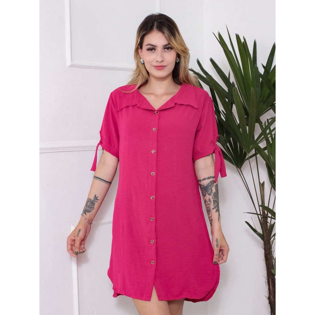 Chemisa  Com Botão Camisão  Manga Curta Verão Casual legante novo duna