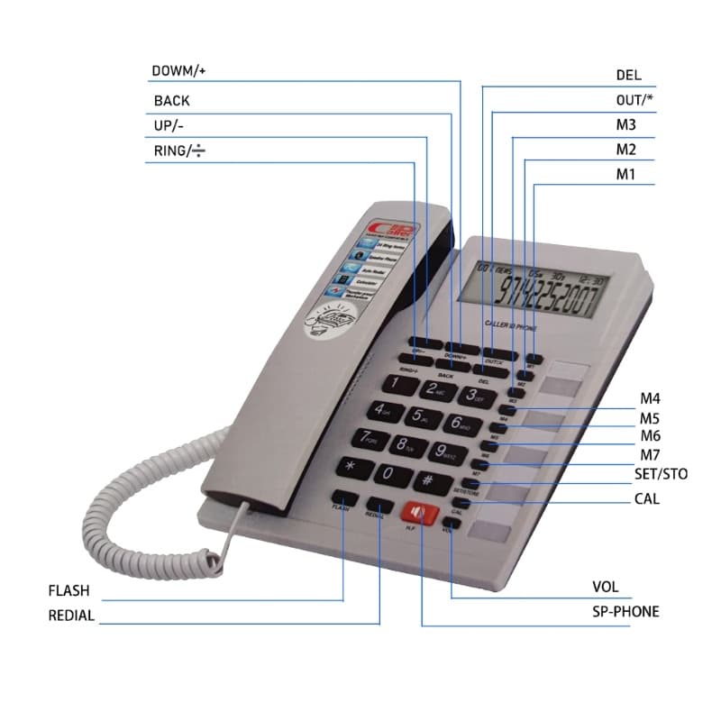 Telefone Com Fio UTAKEE Display De Alto-Falante Fixo Botão Grande Telefones Fixos Identificação De Chamadas Teleph