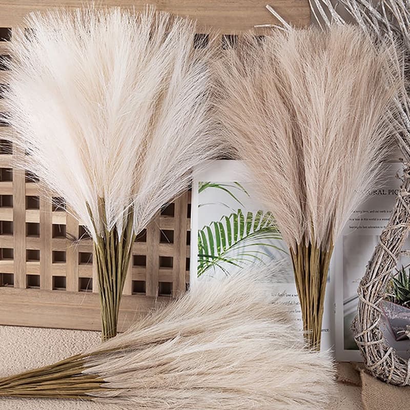 55cm 10/5/2PCS Pampas Fofos Boho Decor Flor Falsas Planta Reed Simulado Festa De Casamento Natal Decoração Artificial