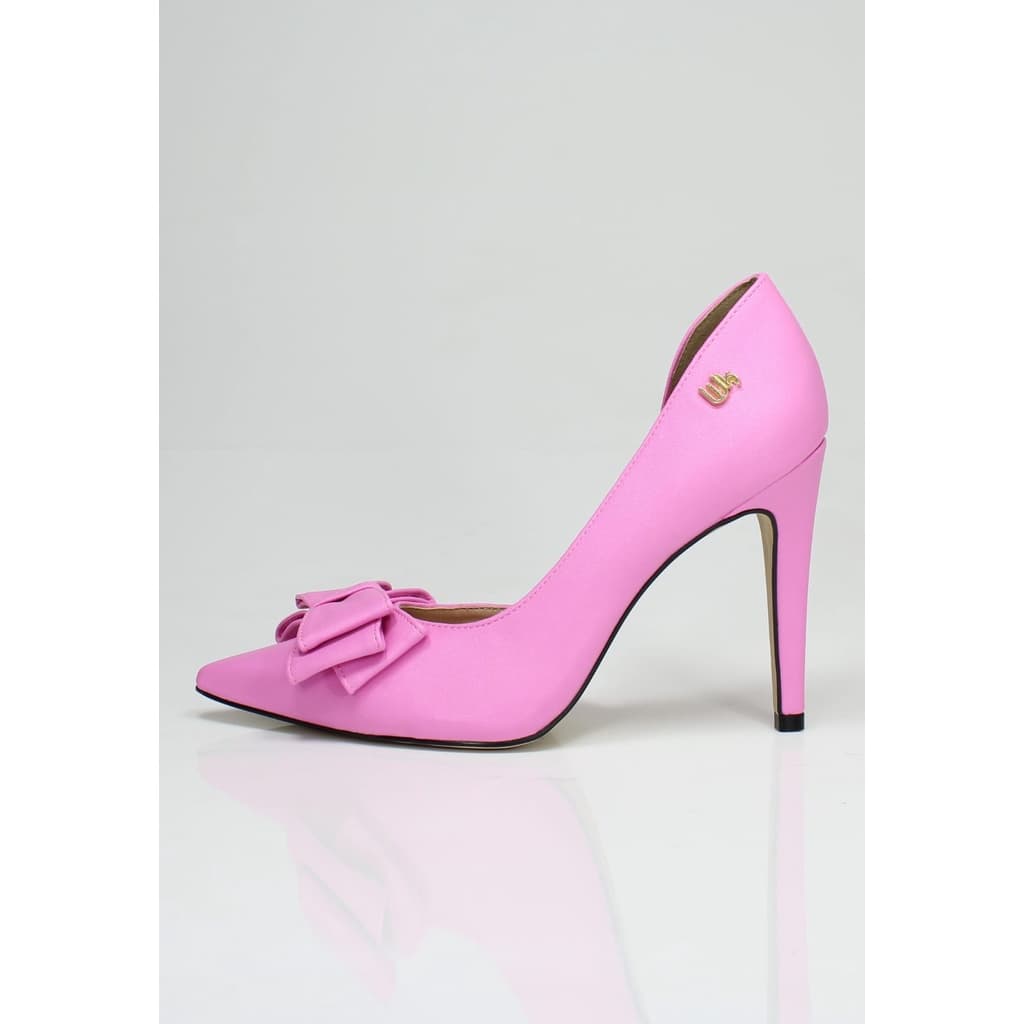 Scarpin Salto Alto Week Shoes Laço Rosa Corte Lateral