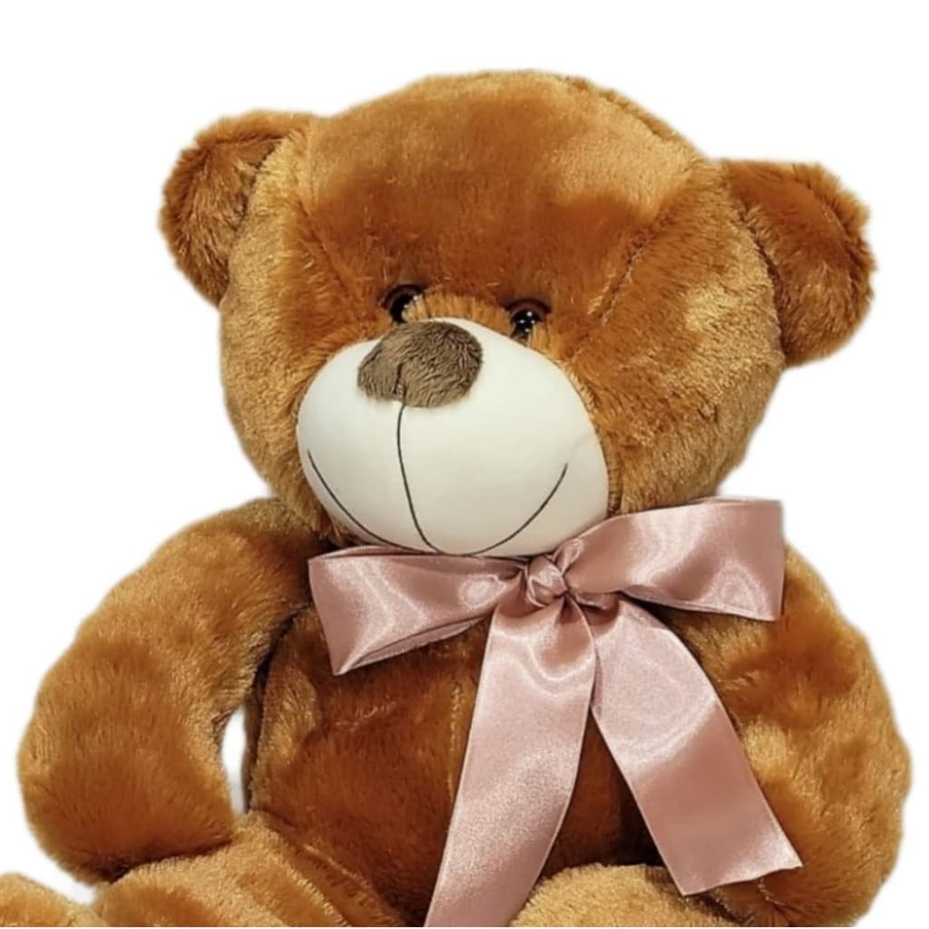 Urso De Pelúcia Super Macio 50 Cm - Com Laço Rosé