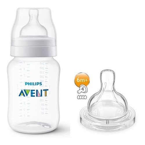Mamadeira Avent 260ml 1m+ Com Bico N°4 Extra Philips