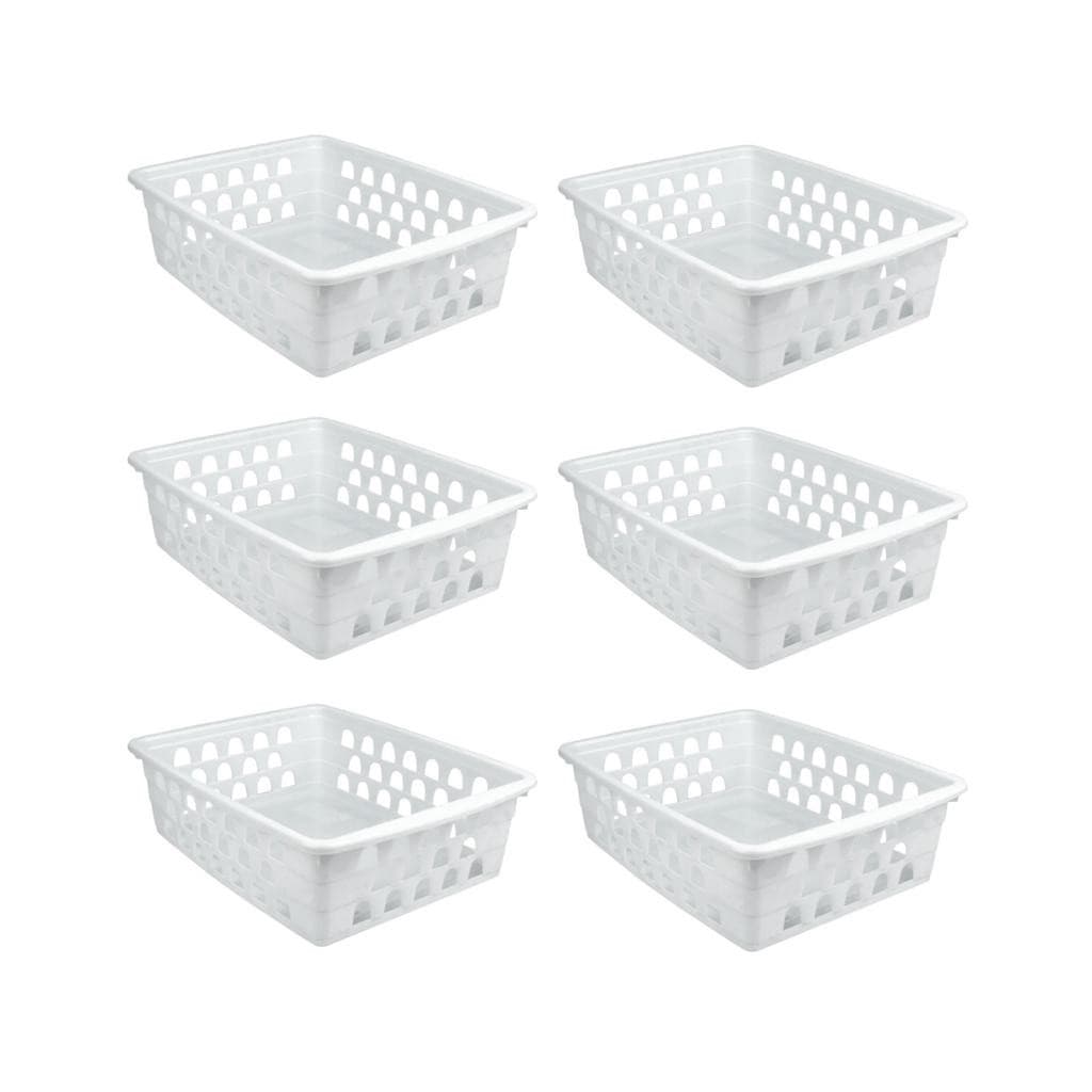 Kit C/ 6 Cestinho Organizador Multiuso Pequeno Gaveta Branco Cesto Uninjet