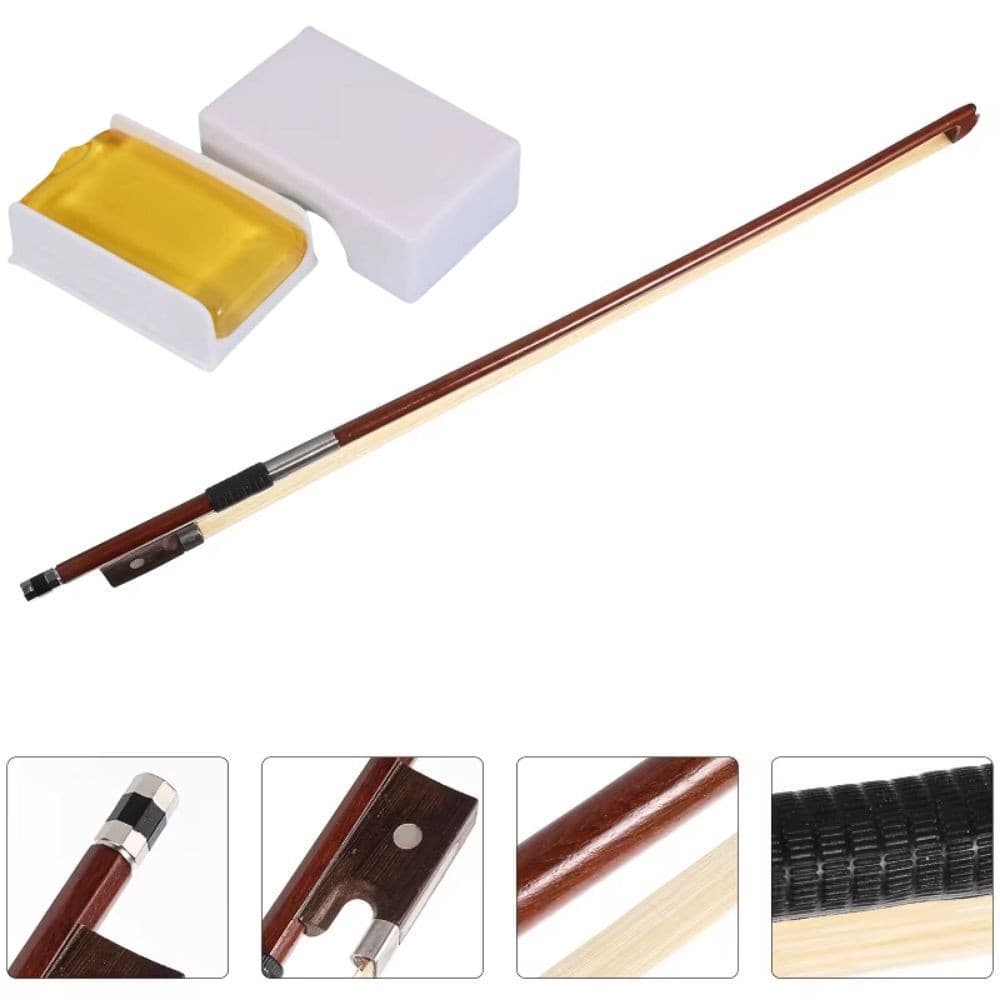 Kit Pacote Violino 3/4 Arco Crina Animal Reforçado + Breu Resina Marinos