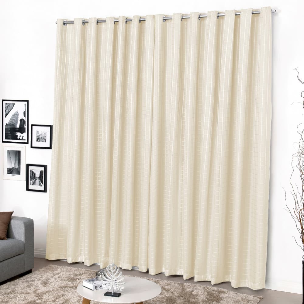 Cortina Microfibra Com Voil Xadrez 3,00 X 2,80 Sofisticada Decorativa Para Sala ou Quarto