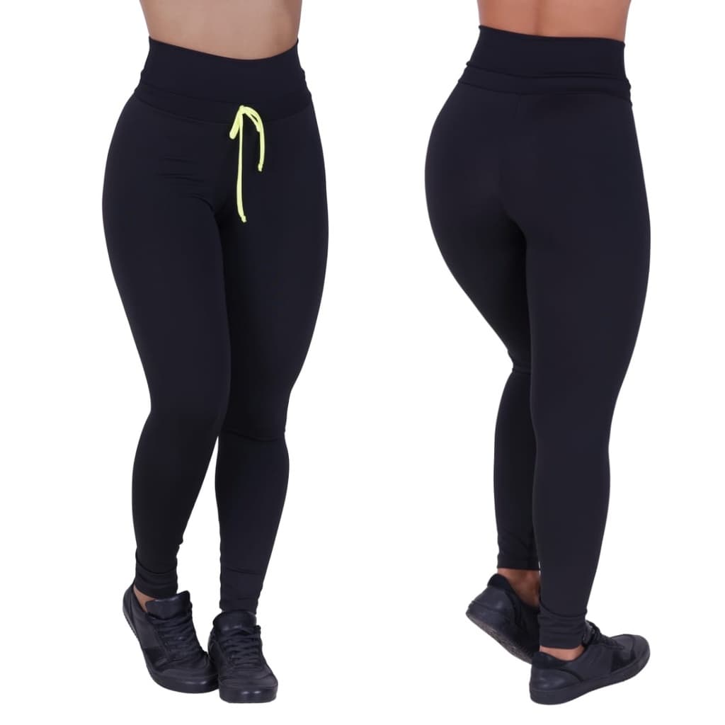 Calça Legging Cós Alto com Detalhe Cadarço em Viés Confortável