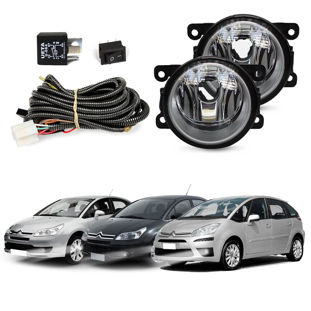 Kit Farol de Milha C4 Hatch Pallas Picasso C5 Farol Auxiliar de Carro Lente de Vidro Neblina Automotivo