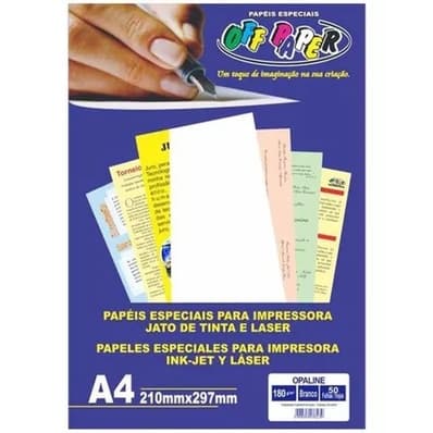 Papel Opaline A4 Branco 180g Off Paper 50 Folhas