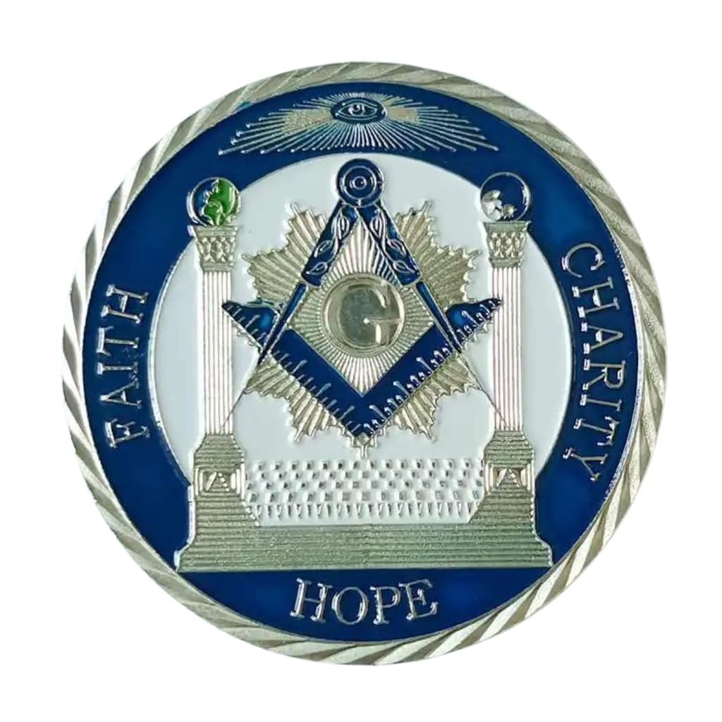 Moeda Maçonaria Maçom Freemason Fraternal Prateada Compasso