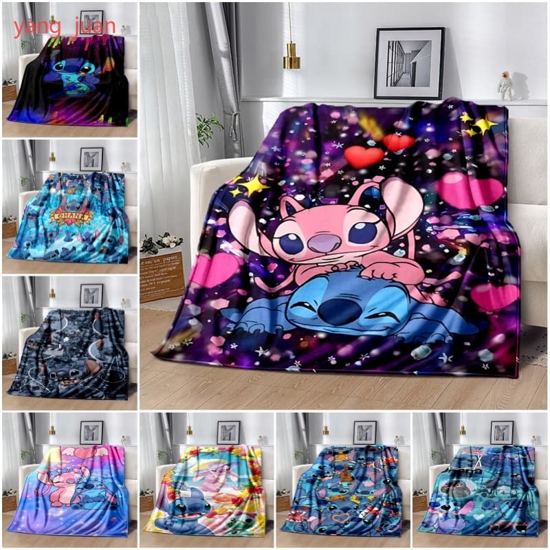 Disney StarCraft Baby Stitch Pequeno Monstro Anime Cobertor De Quarto De Crianças Macio E Quente , Flanela Lança Presente Personalizável w2