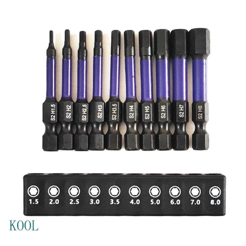 KOOL 10 Unidades Conjunto Bits Hexagonais Industriais 50 Mm Chave Allen Haste 4