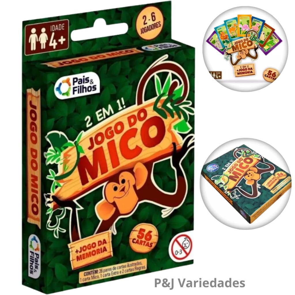 Jogo Do Mico + Jogo Da Memória 2 Em 1 País e Filhos Jogo Educativo