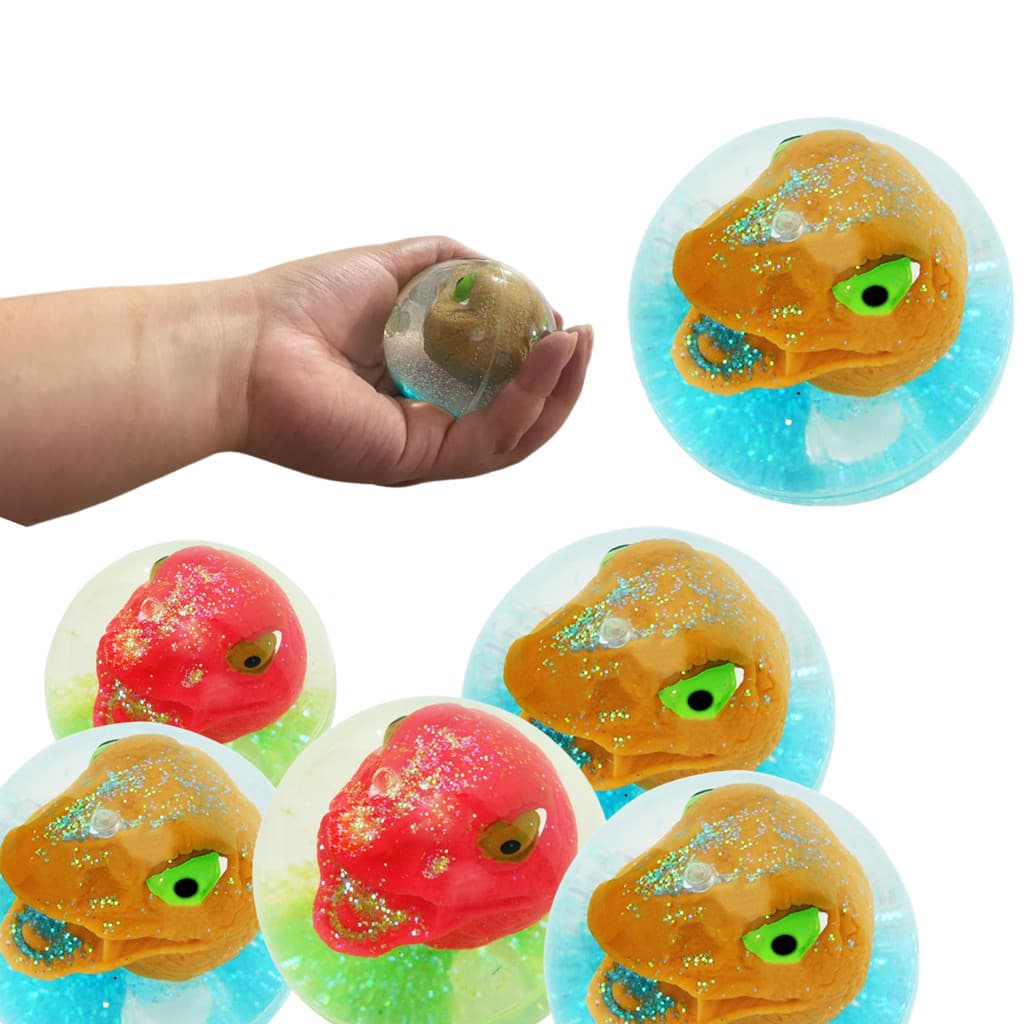 Brinquedo Infantil Divertido Bolinha pula pula Dinossauro com Glitter
