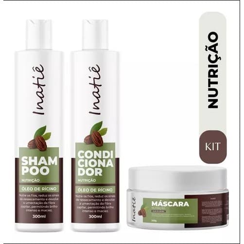 Kit Nutrição Shampoo Condicionador e Máscara com Óleo de Buriti Inatiê