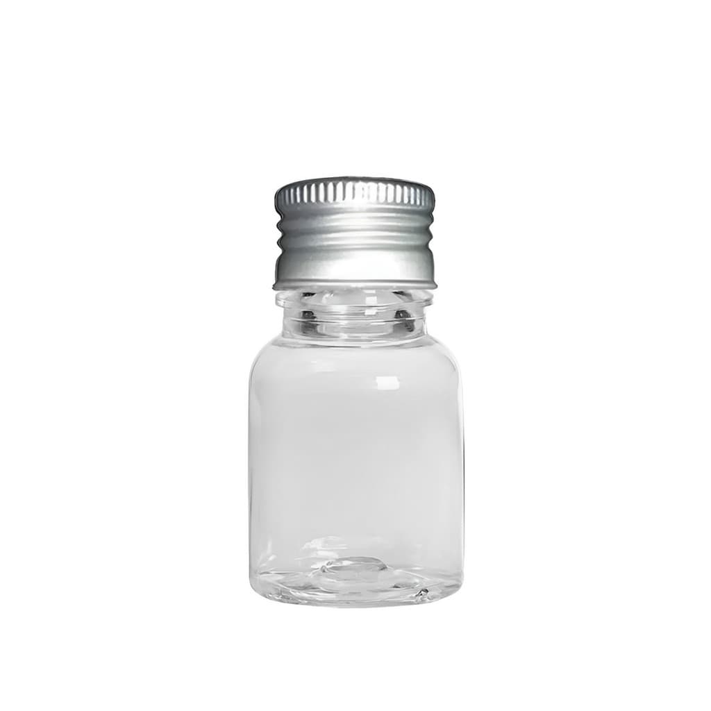 20 Frascos Pet 10ml c/ Tampa Alumínio Prata Lembrancinhas