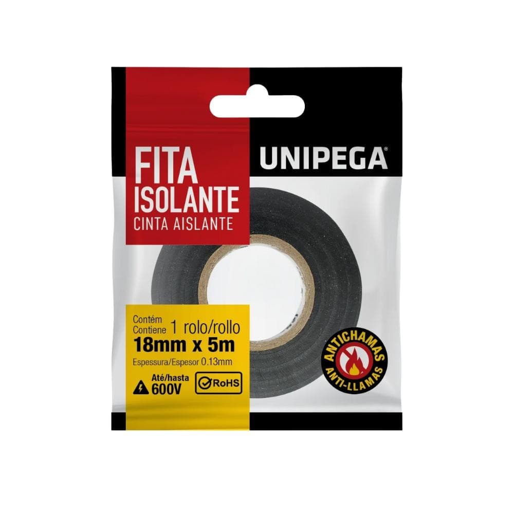Unipega Fita Isolante Preto Flpck 18Mm X 5M X 0.13Mm