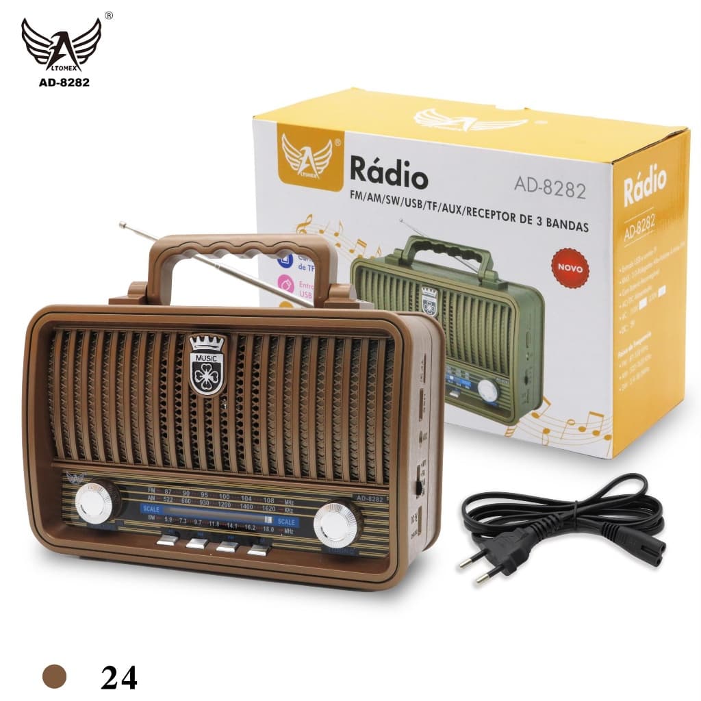 Rádio Portátil Altomex Retro Vintage Am/fm  Usb Bluetooth