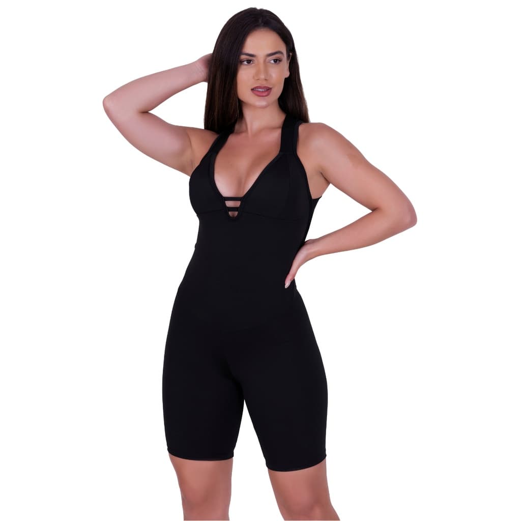 Macacão Curto Feminino Suplex Fitness E Ginastica Com Bojo
