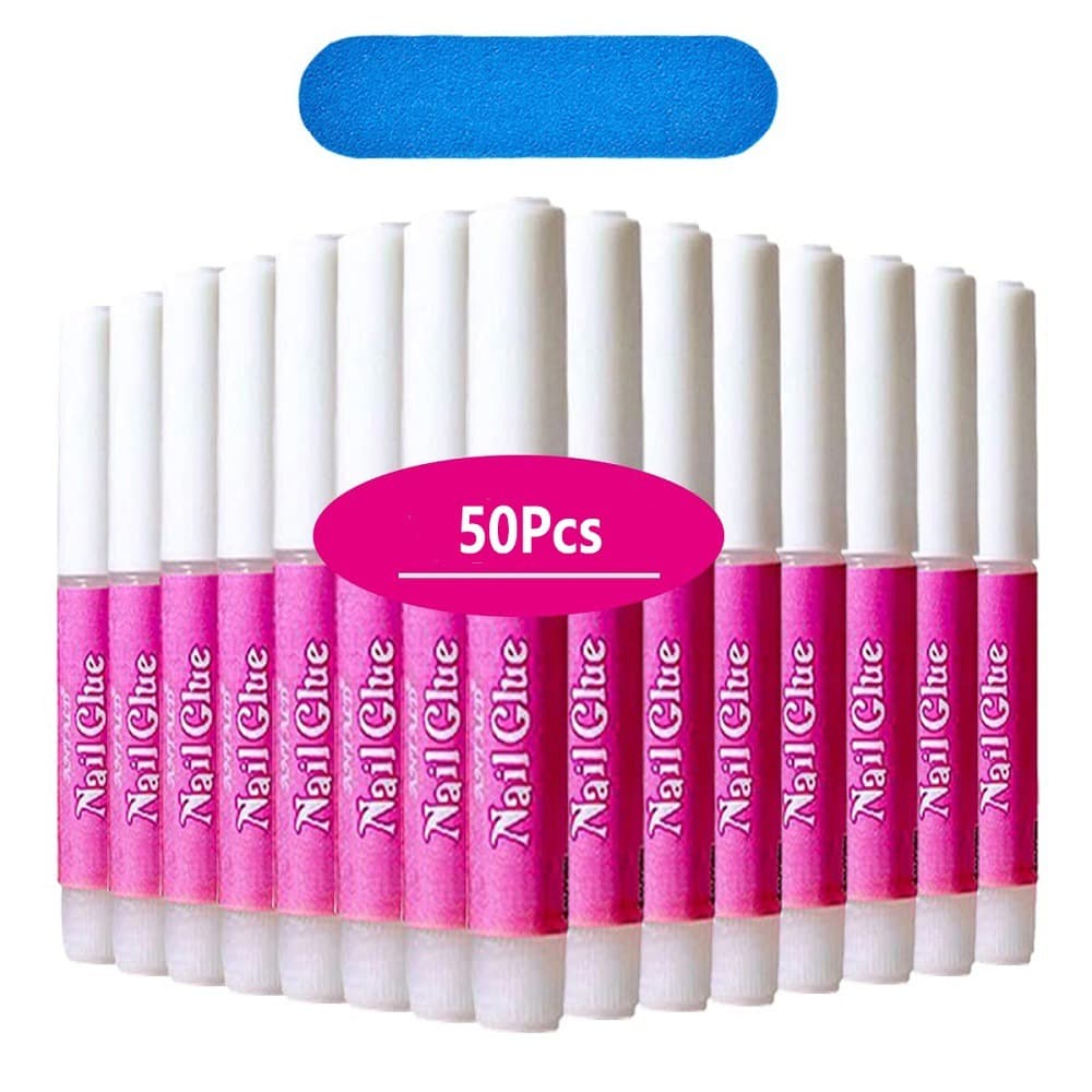 Nova 50Pcs Cola De Unhas Super Forte Para Acrílicas De Longa Duração Dicas Profissionais Falsas