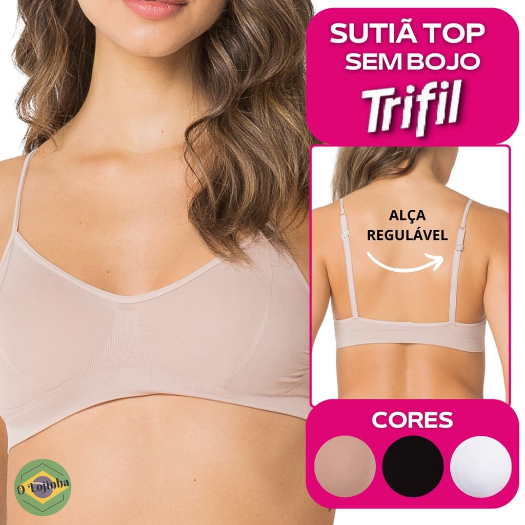 Sutiã Top Alça Regulável Sem Bojo Trifil Sem Costura