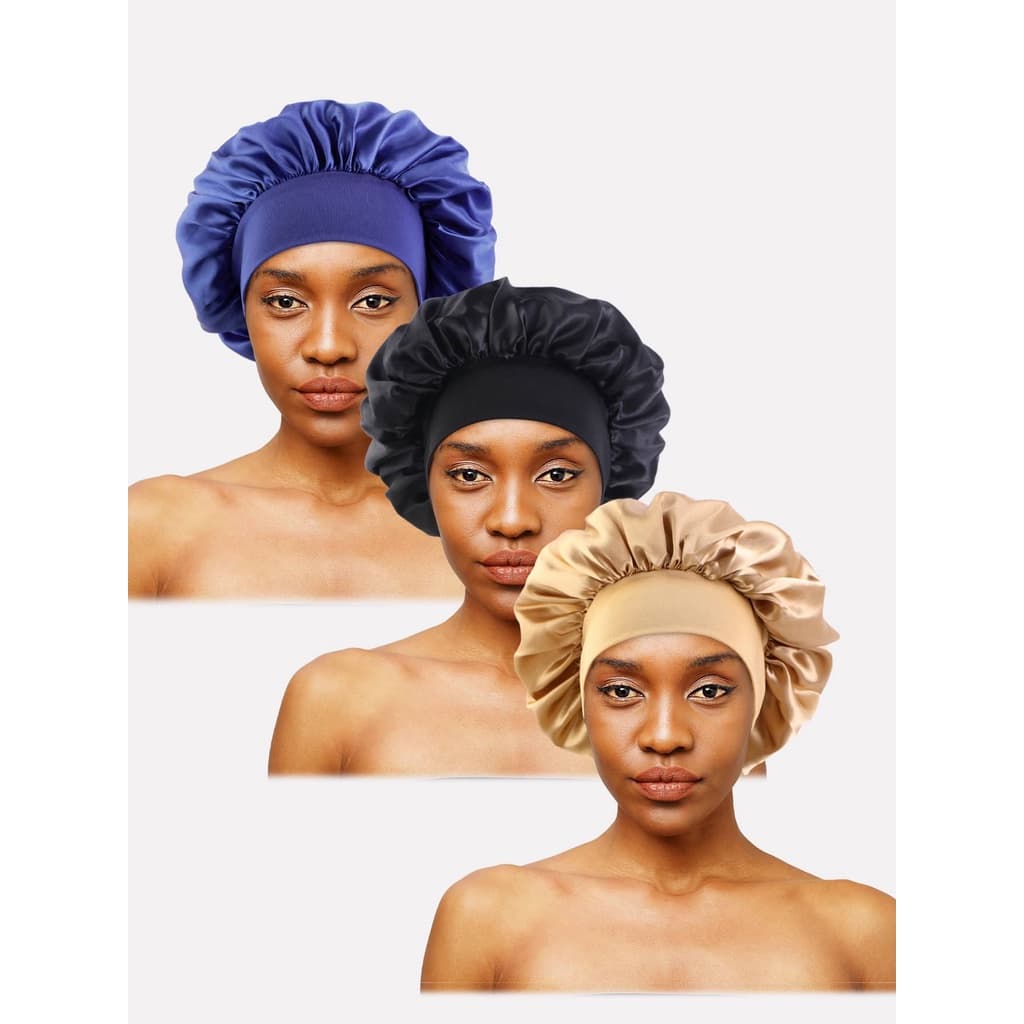 3 Peças Touca de Cetim Mulheres Cetim Wide  Dormir Boné , Touca De Cabelo