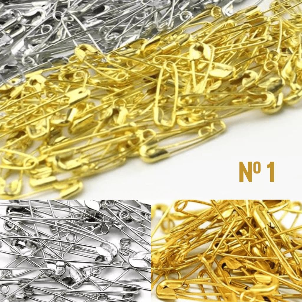 1000 Mini Alfinete De Seguranca No 1 - 30mm Dourado ou Prata